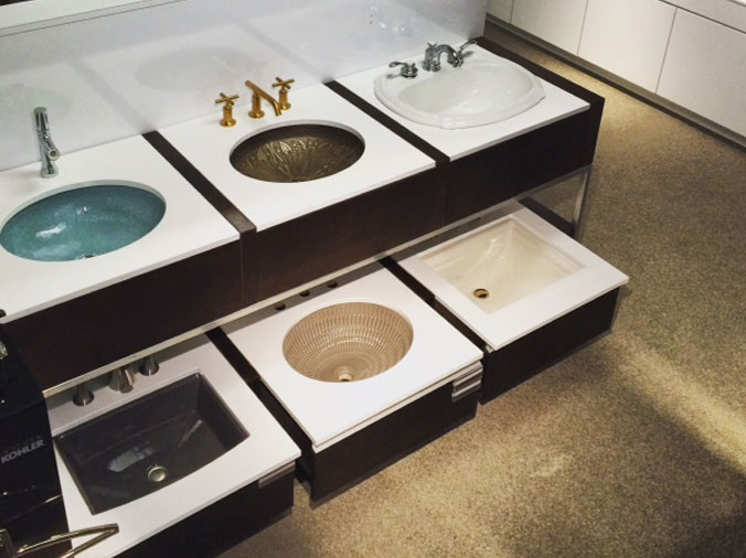 Designed bathroom sink basins at Dalh Denver plumbing showroom
